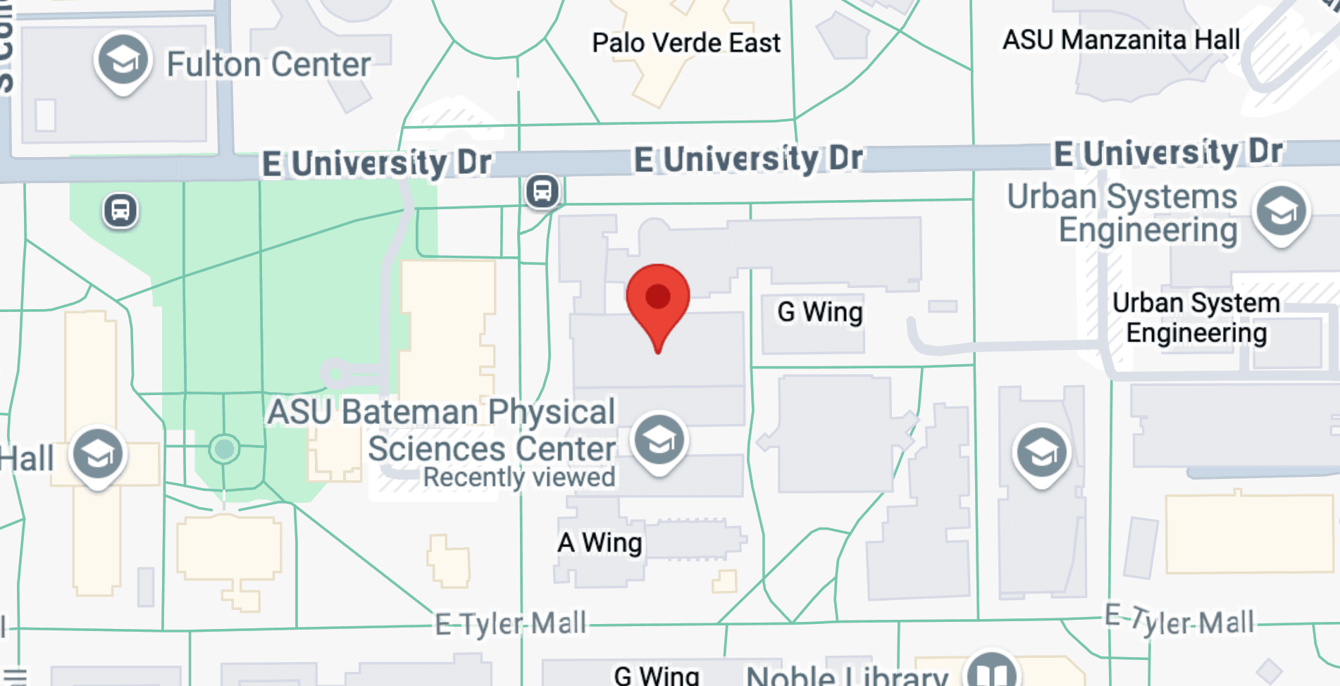 A map of Bateman D-Wing at Arizona State University